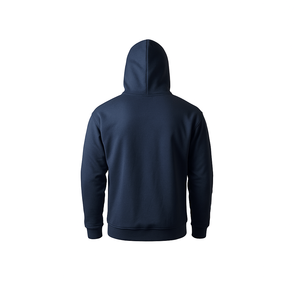 Sweat à capuche bleu claire avec logo sur la poitrine vu de dos