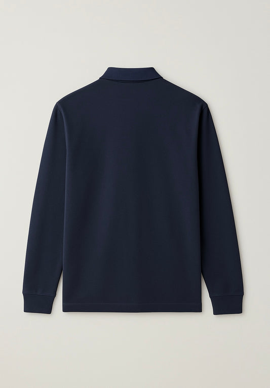 Polo Bleu marine Manches longues vu de dos
