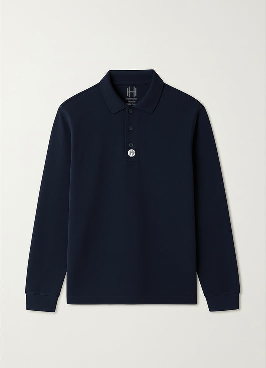 Polo Bleu marine Manches longues vu de face