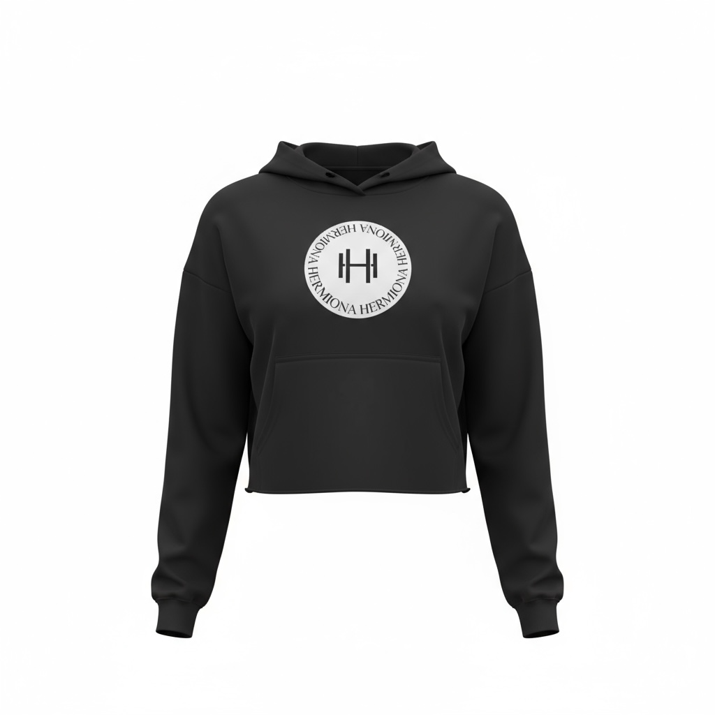 Sweat À Capuche En Coton Pour Femme Hermiona Vert vu de face avec logo sur la poitrine effet pailleté