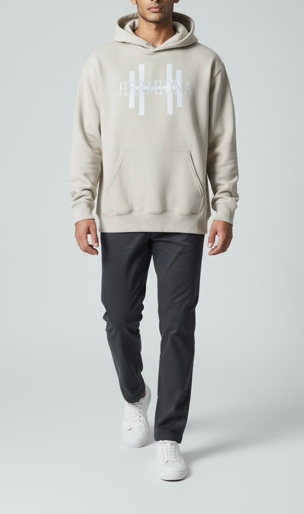 Sweat À Capuche En Coton Stretch À Logo Hermiona Beige vu face 1