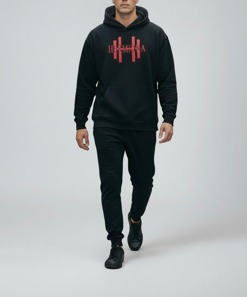 Sweat À Capuche En Coton Stretch À Logo vu de face Noir