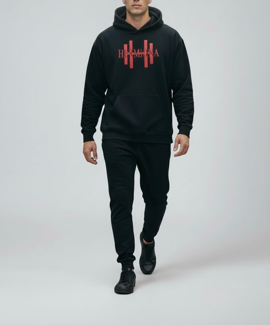 Sweat À Capuche En Coton Stretch À Logo vu de face Noir