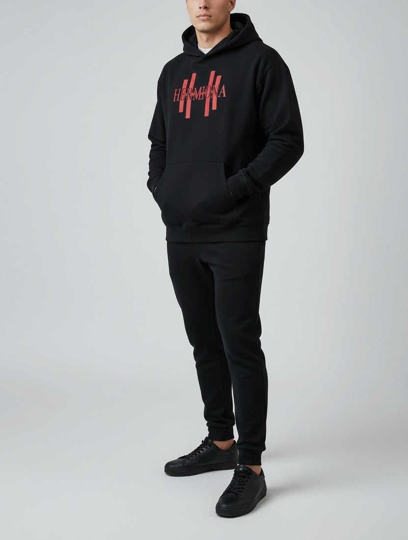 Sweat À Capuche En Coton Stretch À Logo vu de face Noir vu de face 2