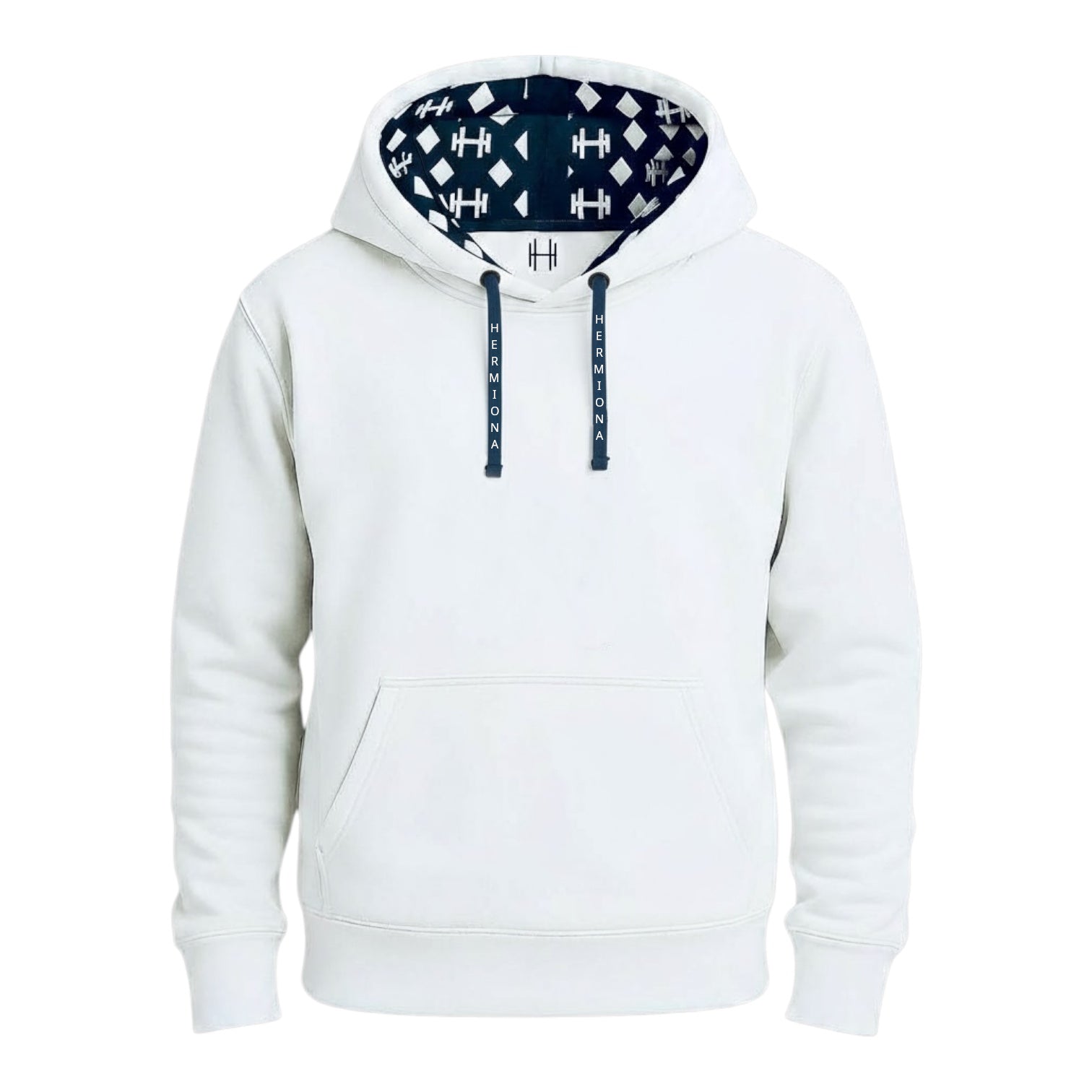 Sweat à capuche blanc 100% Coton Hermiona vu de face