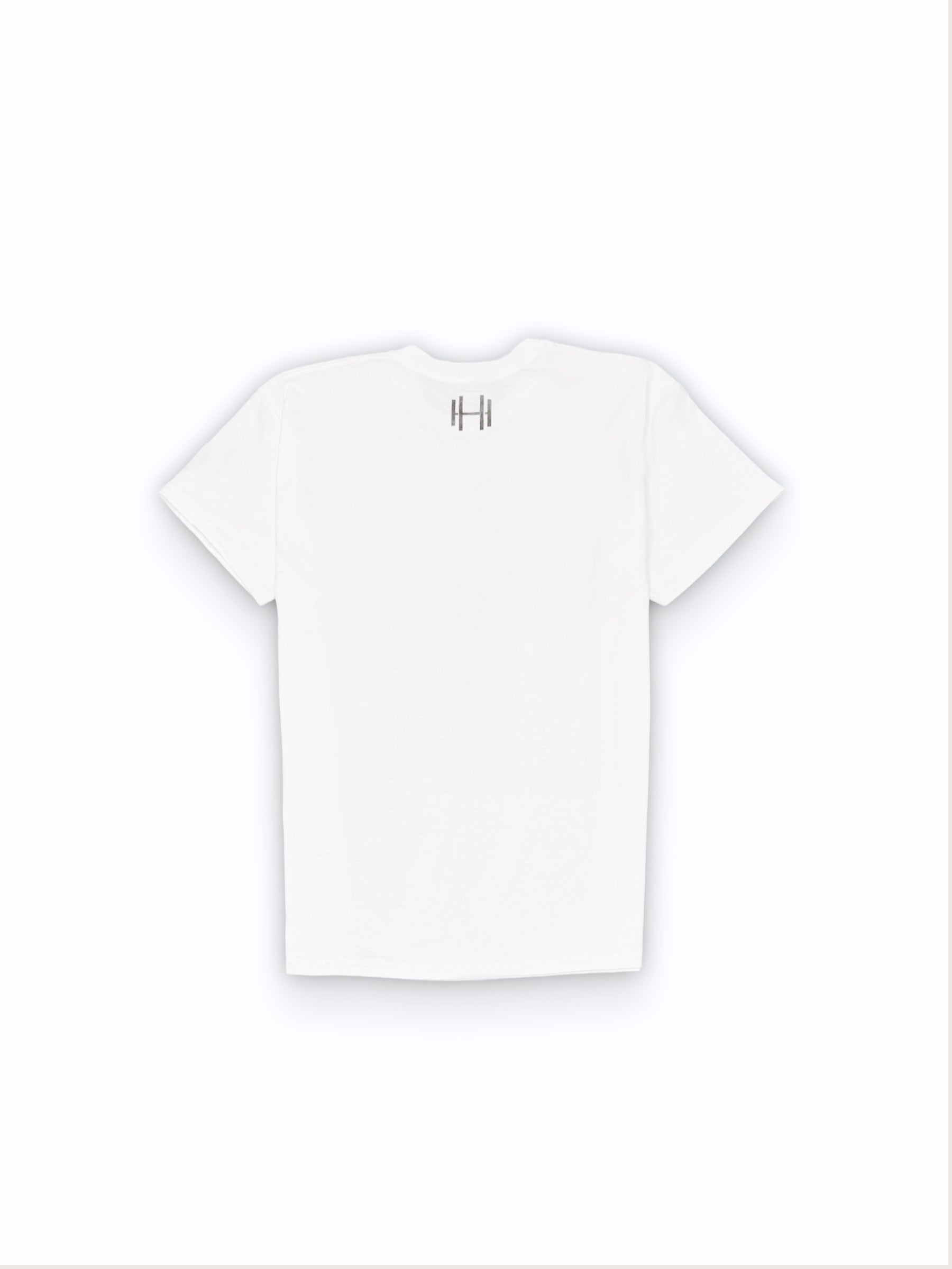 T-shirt Blanc Hermiona pour Homme avec Logo écrit en gris vu de dos