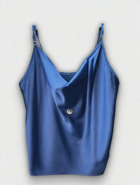 Débardeur Camisole Bleu satiné Femme Hermiona