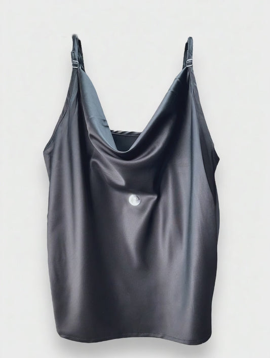 Débardeur Camisole Noir Satiné Femme Hermiona